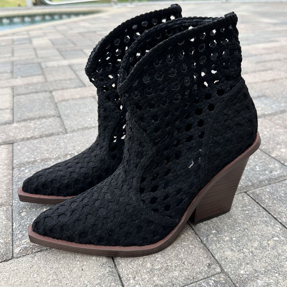 Jessica Simpson Black Crochet Ankle Booties